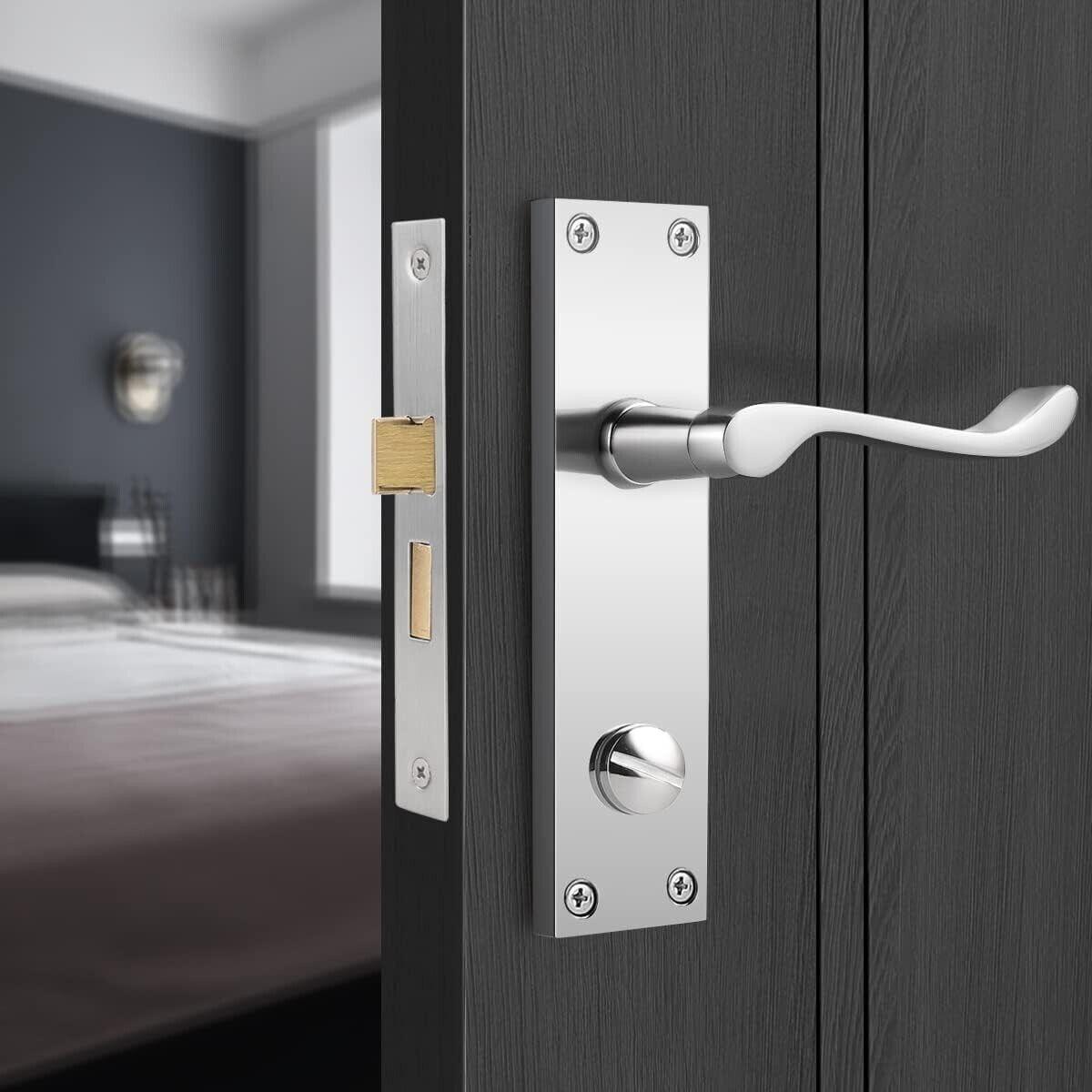 2 Pack Probrico Victorian Scroll Chrome Door Handle Lever Lock Door Handle - Massive Discounts