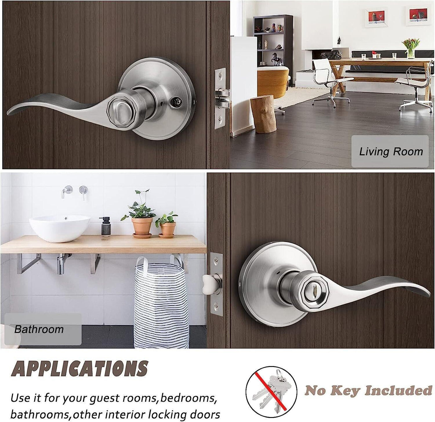 Probrico 3 Pack Interior Privacy Door Knob for Bedroom Stainless Steel Bathroom - Massive Discounts