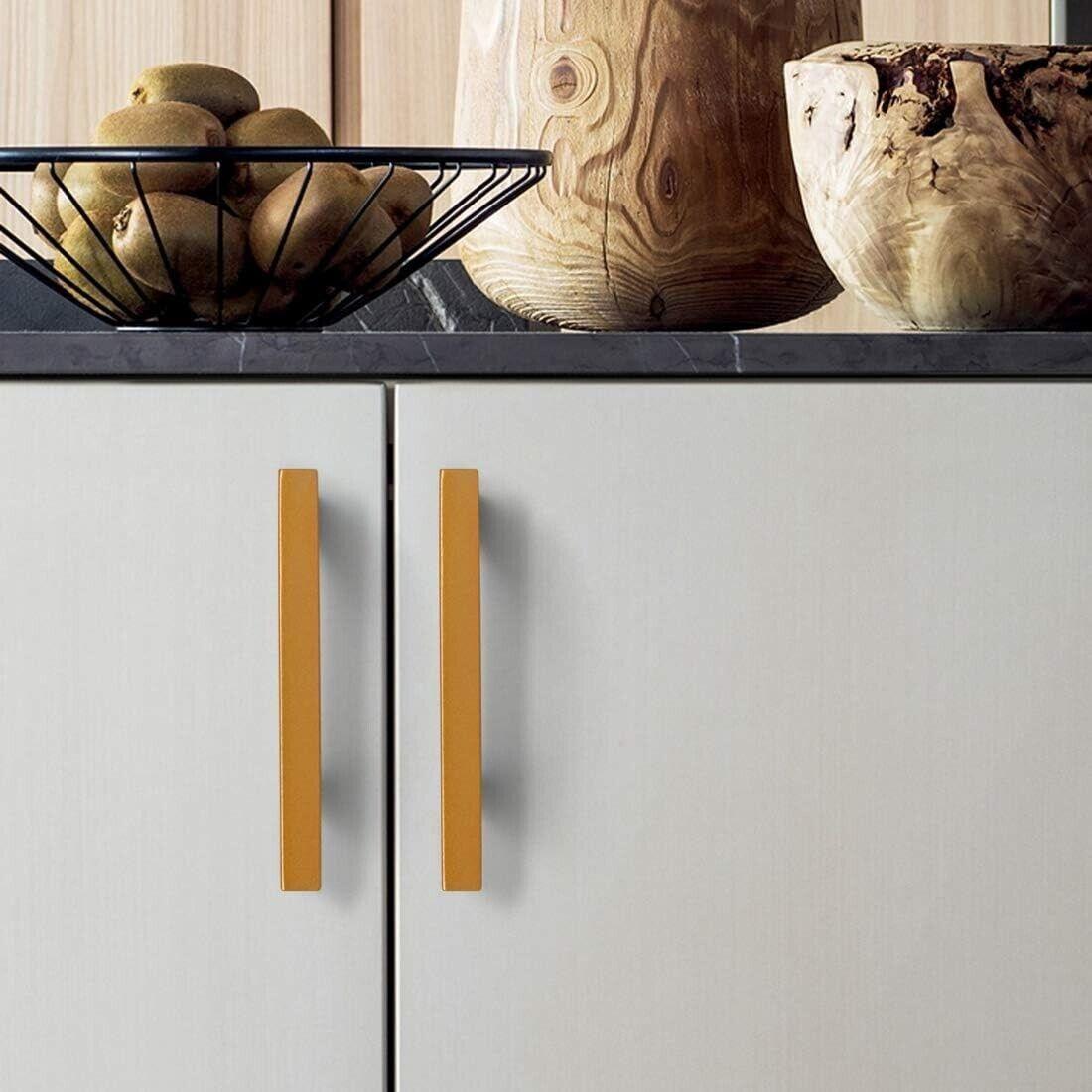 Probrico 7 Pack Kitchen Gold Cupboard Door Handles, 160mm(6.29 inch) Square Cabinet - Massive Discounts
