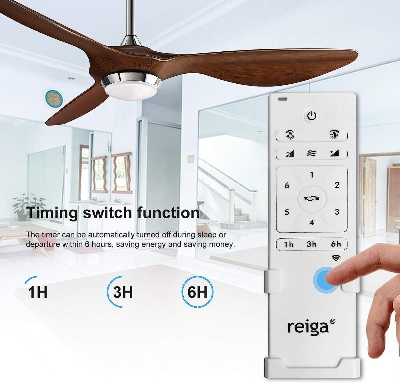 Reiga 132 cm Hand-painted Smart Ceiling Fan with Dimmable LED Light - Massive Discounts