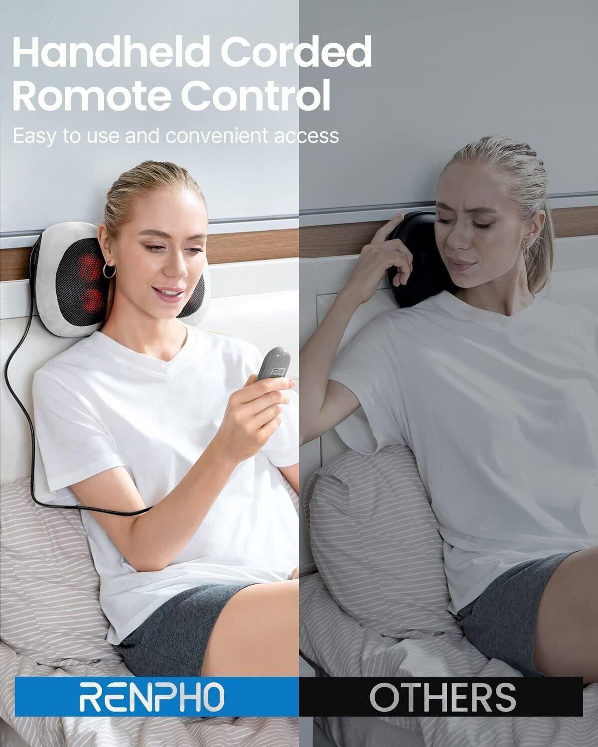 RENPHO Neck Grey Massager with Heat, Shiatsu Massage Pillow with Remote Control - Massive Discounts