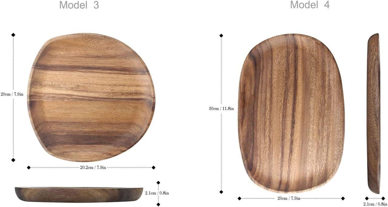 Serving Trays Set of 4, Irregular Round Wooden Platter & Plate - Massive Discounts
