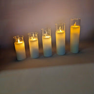 Set of 5 Flameless Candles Battery Operated Flickering Pillar Glass - Massive Discounts