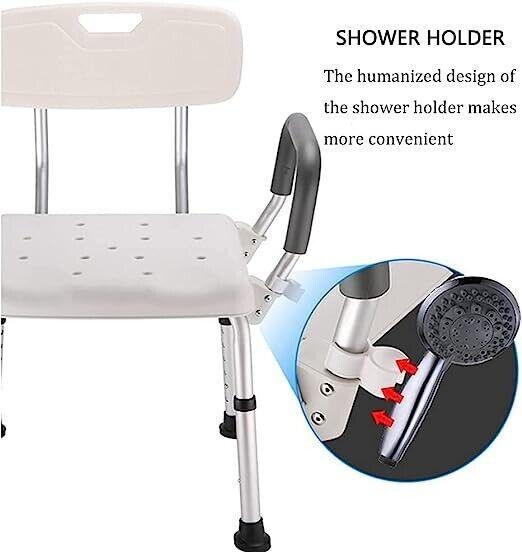 Shower Chair, Height Adjustable with Padded Armrests and Back - Massive Discounts