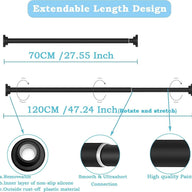 Shower Poles Extendable No Drill Tension Rods No Rust Curtains Rail 70.5-120CM - Massive Discounts