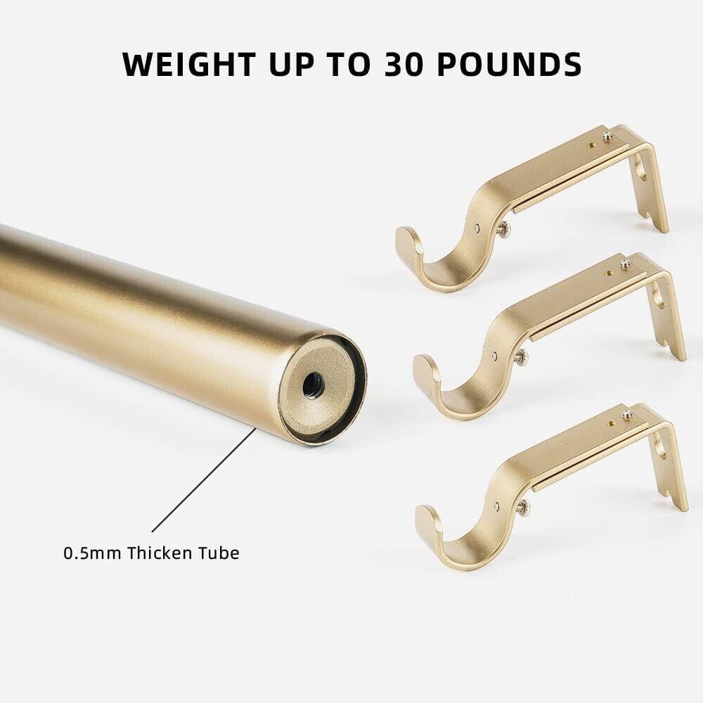 Single Curtain Rod for Windows Heavy Duty 48 to 84 inch Gold 1in Diame - Massive Discounts
