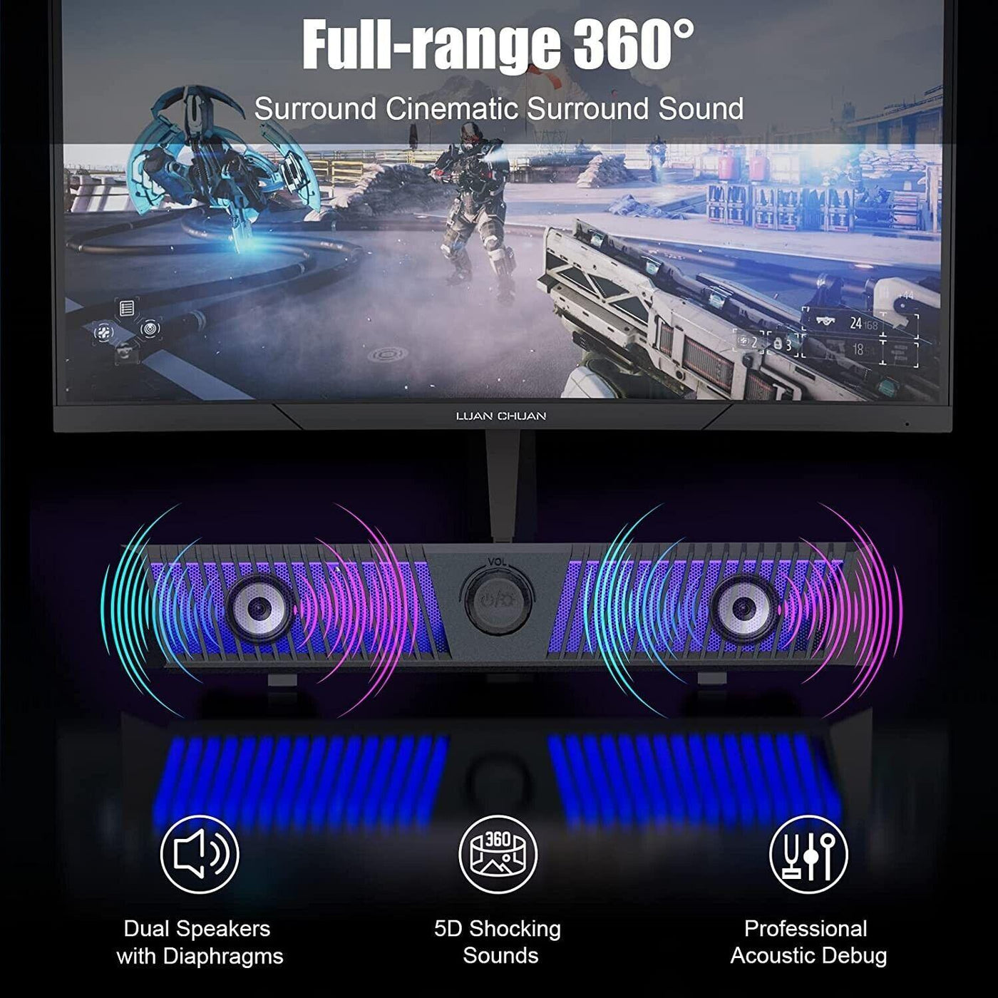 Smalody Computer Speakers PC RGB LED Stereo Bluetooth Microphone Dynamic - Massive Discounts