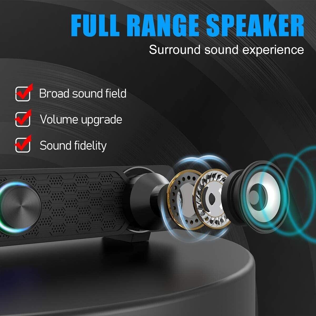 Smalody PC Speakers, Computer Speaker USB Soundbar With Led 10W - Massive Discounts