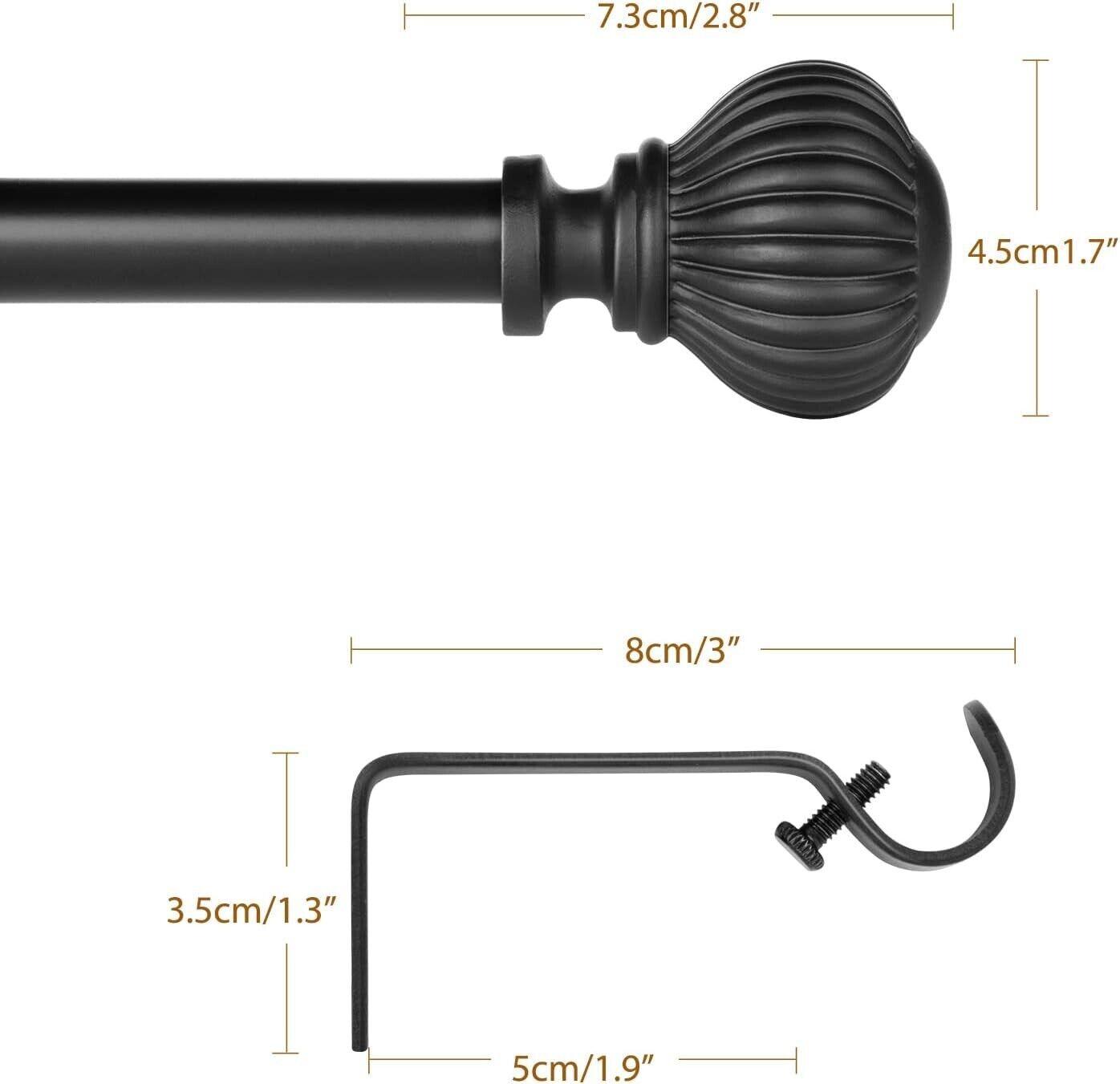 SZXIMU Curtain Pole 122 to 218cm Metal Extendable for Eyelet Curtains 16mm Black - Massive Discounts