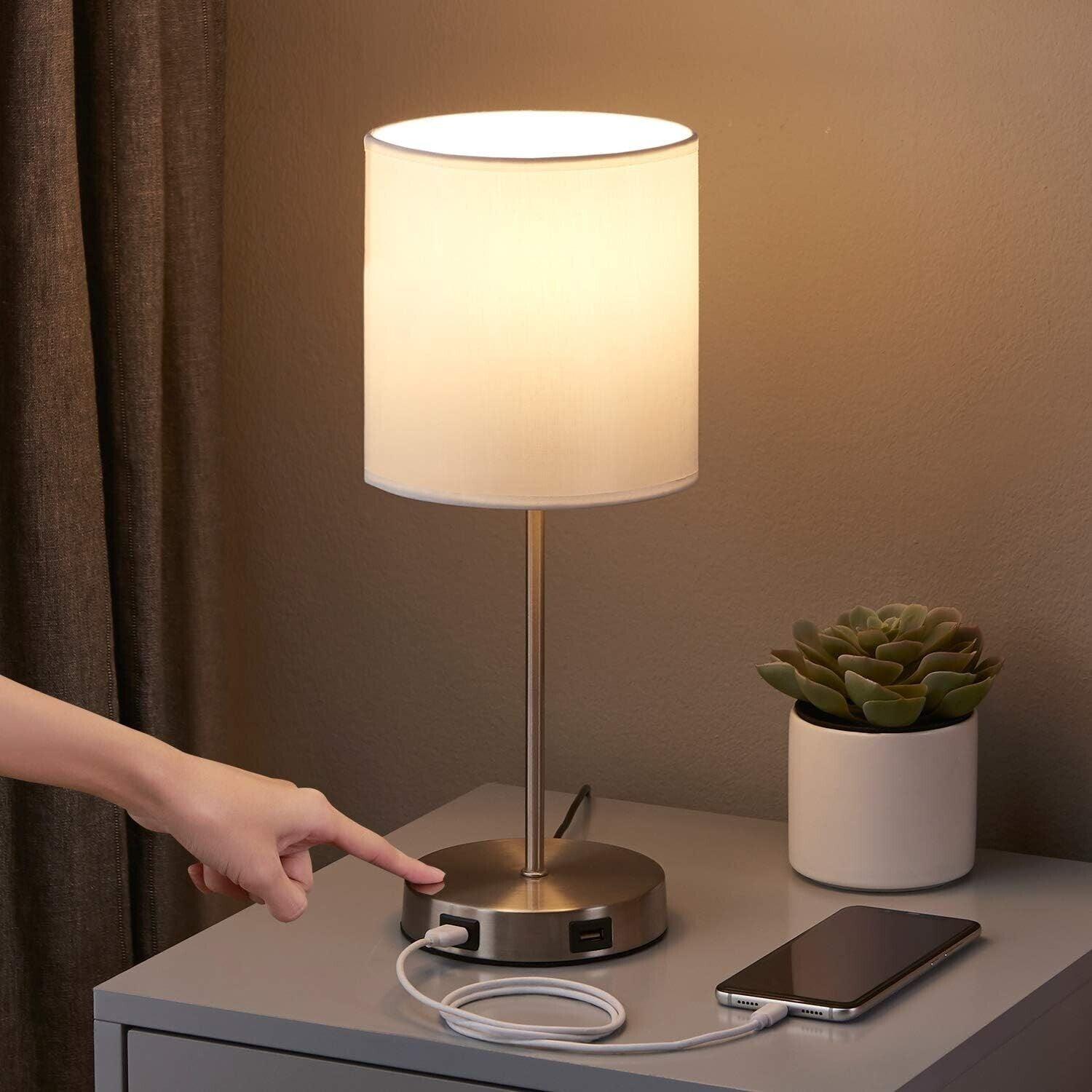 Touch Control Table Lamp with 2 USB Charging Ports, 3 Way Dimmable - Massive Discounts