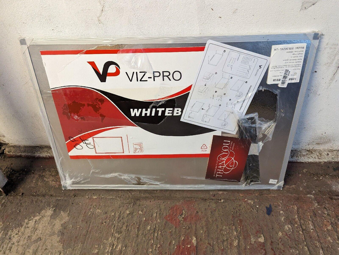 VIZ-PRO Magnetic Whiteboard Silver Aluminium Frame, W90xH60CM - Massive Discounts