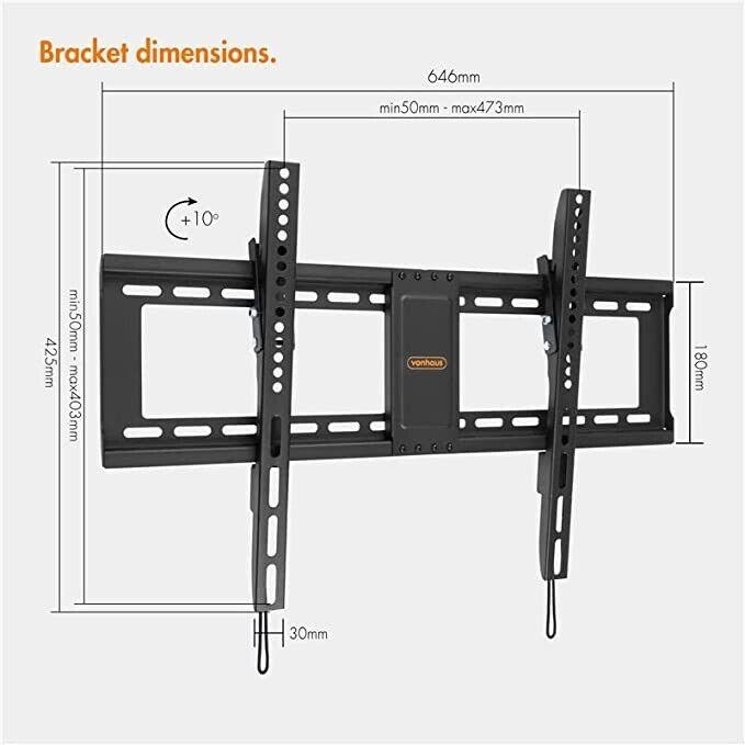 VonHaus TV Wall Bracket for 37-70 inch Screens with HDMI Cable - Massive Discounts