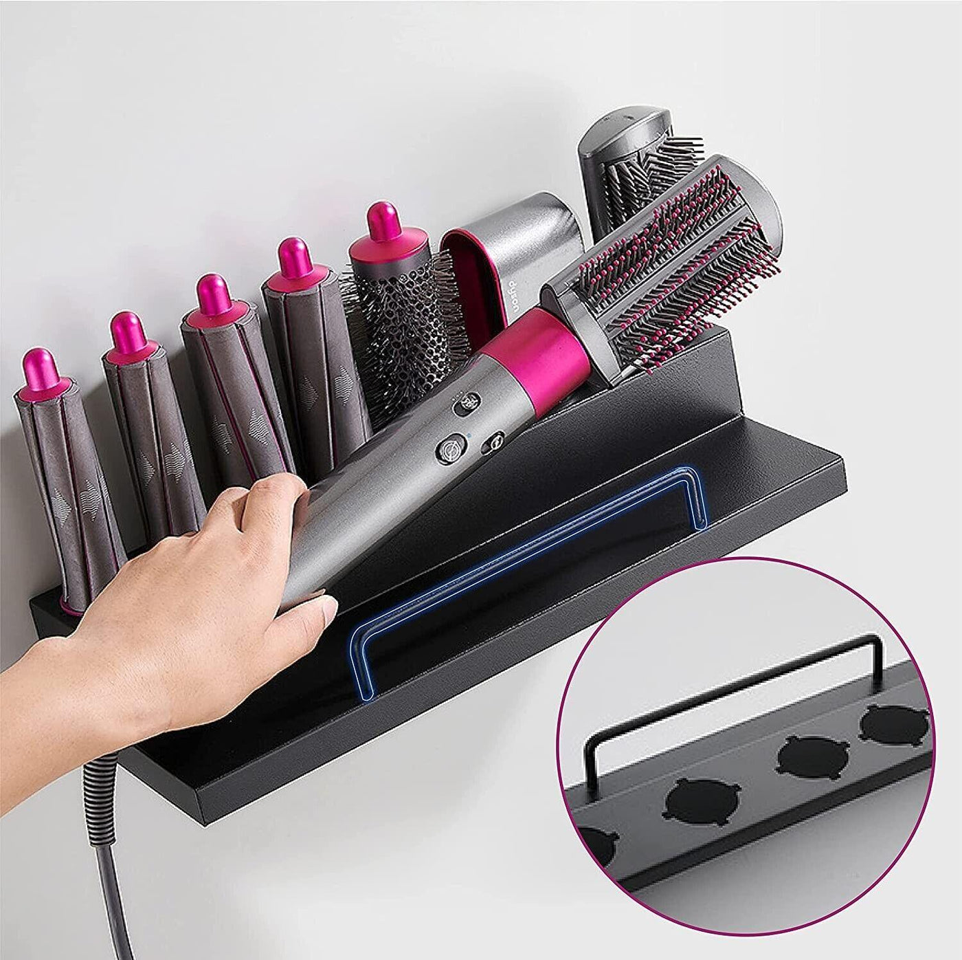 Wall Mount Curling Holder Organizer Stand for Dyson Airwrap Black - Massive Discounts